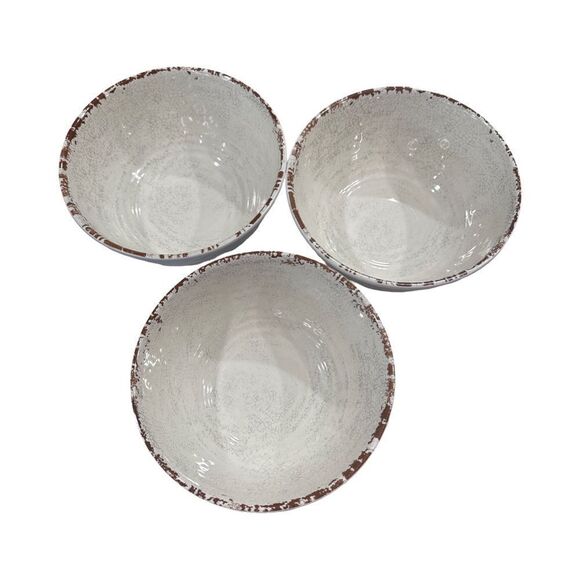 Williams Sonoma Rustic Bowls (3) Ivory And Brown. - Picture 2 of 3